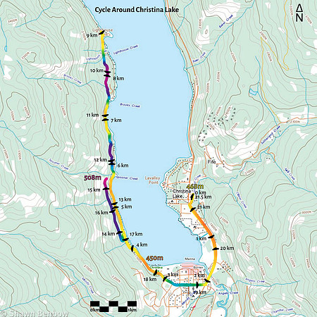 Cycle Around Christina Lake Map