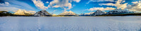 Panoramic View looking north across the Spray Lakes Reservoir from near the Mount Shark day use area.