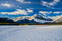 Mount Morrison [2760m] and Mount Turner [2813m] to the southwest from the Spray Lakes Reservoir.