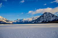 First look across the Spray Lakes Reservoir, view to the northeast.