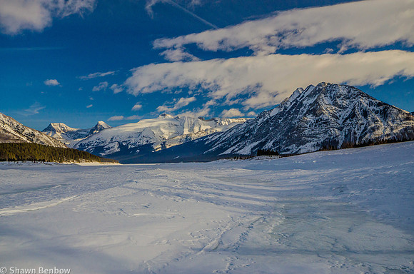 Looking northeast along the Spray Lakes Reservoir.