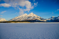 Old Goat Mountain [3109m] and Mount Nestor [2975m] from the Spray Lakes Resevoir.