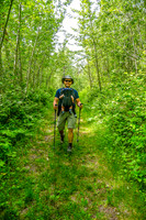 Shawn hiking with James along the Shirley Lake Trail.