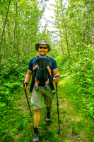 Shawn hiking with James along the Shirley Lake Trail.