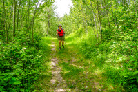 Jenn hiking along the Shirley Lake Trail.