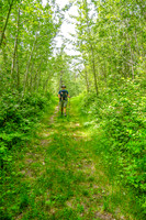 Shawn hiking with James along the Shirley Lake Trail.