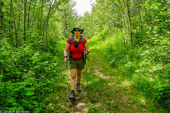 Jenn hiking along the Shirley Lake Trail.