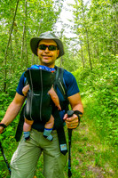Shawn hiking with James along the Shirley Lake Trail.
