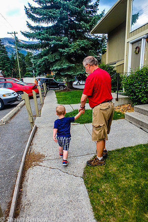 James and Uncle Bruce walking around the condo complex.