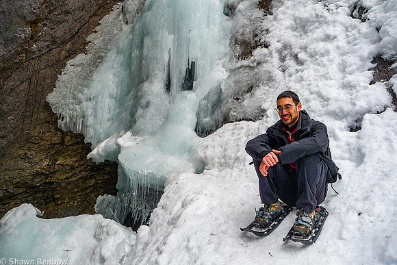 Andrew sitting next to Hamilton Falls.