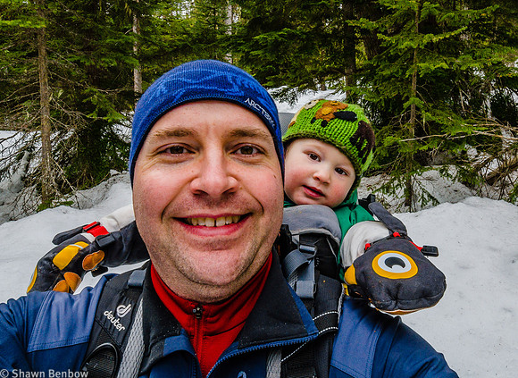 Shawn and James snowshoeing along the Hamilton Falls trail.