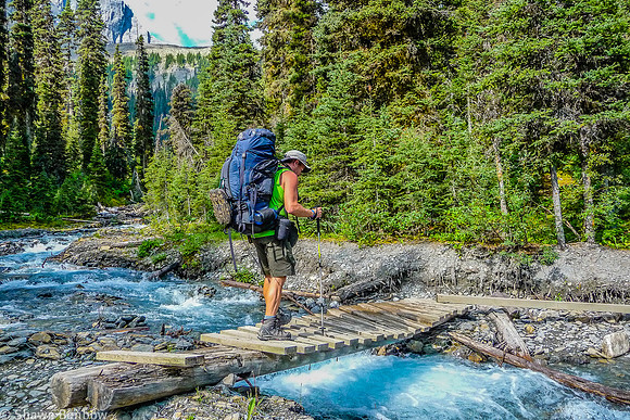 Shawn on the Numa Creek Bridge in the campground.