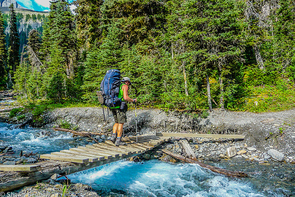 Shawn on the Numa Creek Bridge in the campground.
