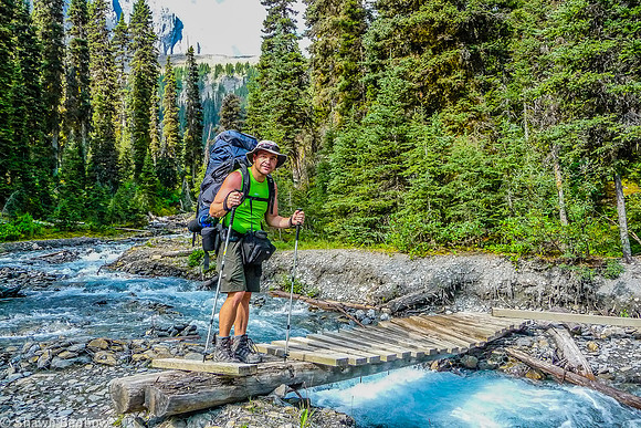 Shawn on the Numa Creek Bridge in the campground.