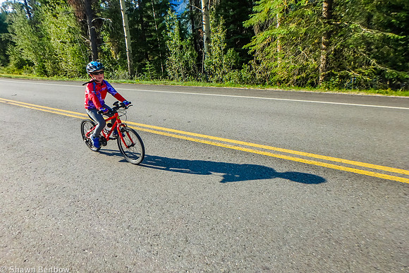 James riding the Bow Valley Parkway.