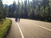 Shawn with Walter and James coming up the first hill.