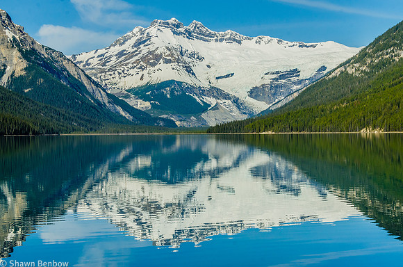 Division Mountain reflected in Glacier Lake in the morning.