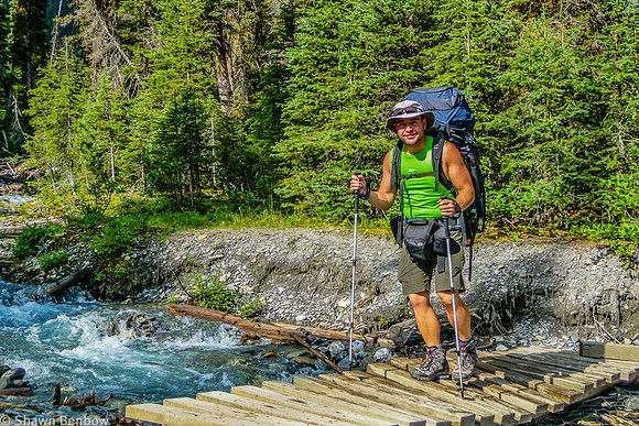 Shawn on the Numa Creek Bridge in the campground.