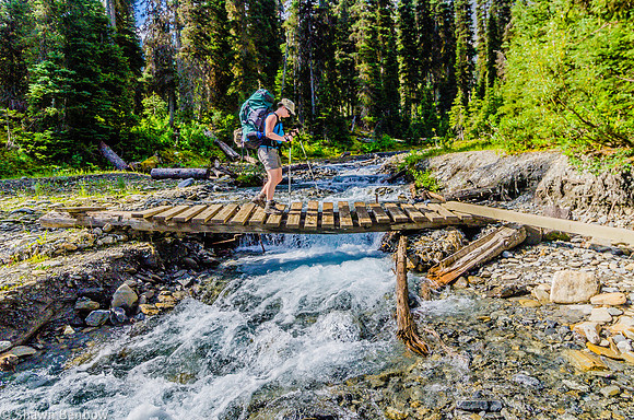 Jenn on the bridge over Numa Creek in the campground.