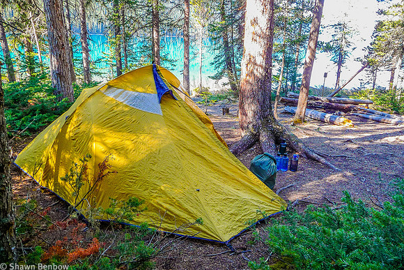 Our tent at the Glacier Lake Campground.
