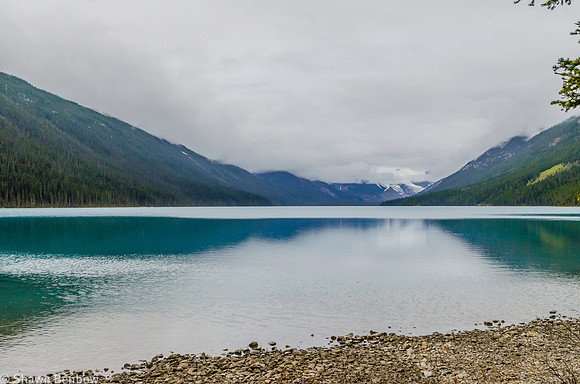 The day began overcast and a bit rainy. The view along Glacier Lake was a bit limited.