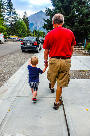James and Uncle Bruce going for a walk in Canmore.
