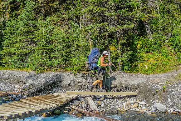 Shawn on the Numa Creek Bridge in the campground.