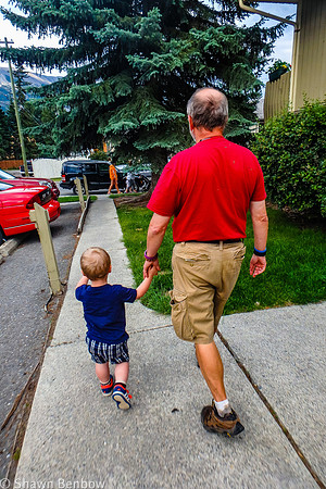 James and Uncle Bruce walking around the condo complex.